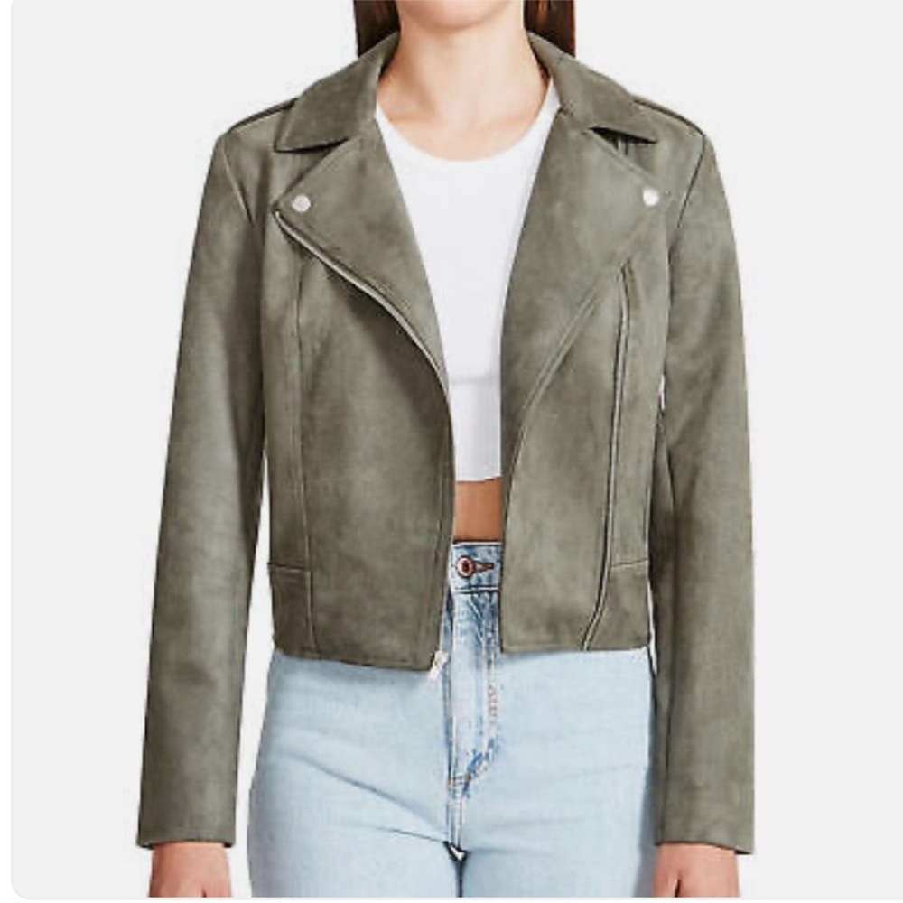 Steve Madden green suede moto jacket size medium